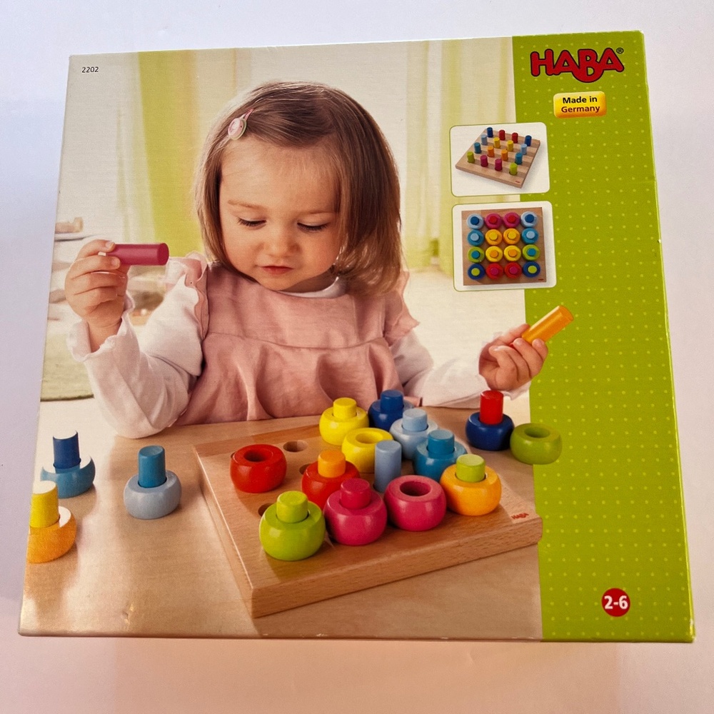 HABA Rainbow Whirls Pegging Game STEM Palette of Pegs Toy Ages 2 to 6